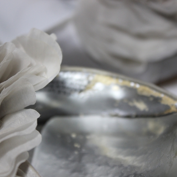 AUDREY Brooke Silver Satin Open Toe Heel with Ruffled Flower - Picture 8 of 12